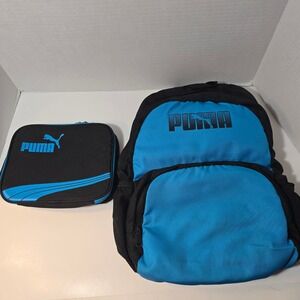 Puma Backpack and Lunch Bag Set Blue Black Kids School Travel
